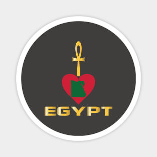 I love Egypt, Egypt map with heart and Ankh key, life key Magnet